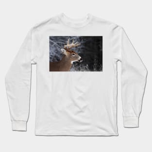 Catching Snowflakes - White-tailed Deer Long Sleeve T-Shirt